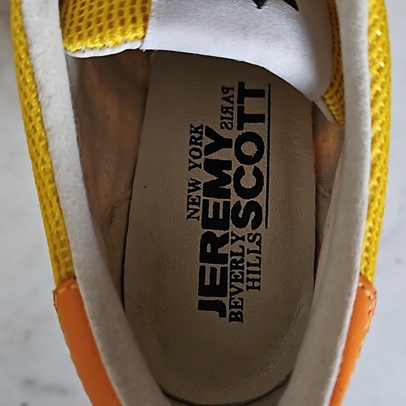 JEREMY SCOTT x ADIDAS: Yellow and orange Arrow wedge sneakers - Picture 6 of 8